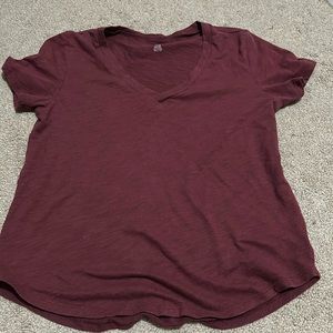 American Eagle Maroon V-Neck Shirt